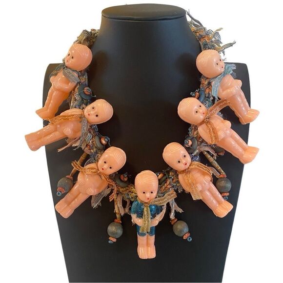 Artisan Made Wholly Original Kewpie Doll Collar Necklace. Fabulously Weird!! - Picture 1 of 5